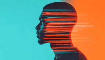 Poster - Stylish portrait featuring a silhouette effect with vibrant colors, emphasizing creativity and modern aesthetics.