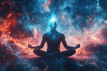 Syncing Soul with the Universe: Esoteric Yoga Illustration Connecting Spirituality to Cosmos