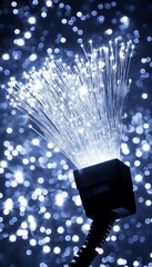 Poster - Fiber Optic Lamp with Sparkling Lights. Technology Background, Communication Concept.