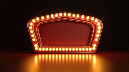 Poster - Glowing neon casino sign with a retro marquee border and bright bulbs, designed for advertisements or event displays.