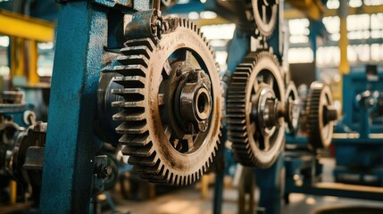 Poster - Multiple gears turning in unison in a clean, modern environment, illustrating the efficiency and coordination of business processes.