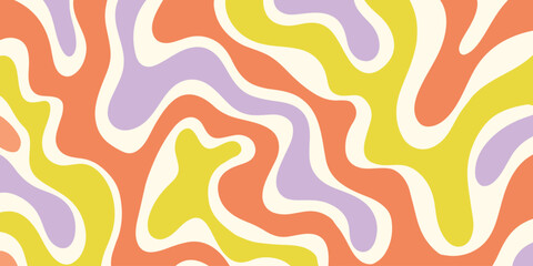 Poster - Psychedelic trippy y2k retro background vector design. Groovy abstract hippie pattern. Cool geometric wave texture.