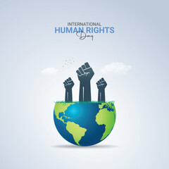 Creative Human Rights Day ads design. International Human Rights Day, Celebrated December 10, vector, 3d illustration