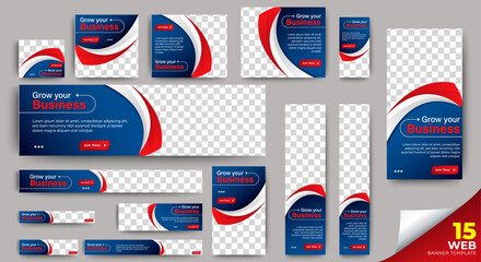 Poster - business web banners template design with image space. vector