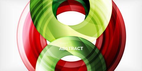 Sticker - Bright colorful circles with light effects. Abstract background