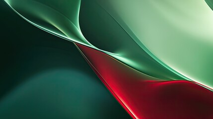 Aufkleber - A modern minimalist abstract background in green and red tones, with soft light and shadow effects creating a sleek, dynamic design.