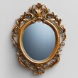 © Teerasak - An isolated antique mirror with a decorative frame, reflecting elegance and charm, isolated on white background.