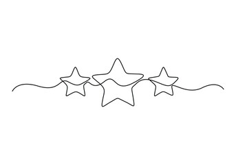 Poster - hand draw doodle stars in one continuous line arts style vector, star continuous single line drawing