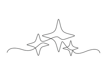 Poster - Hand draw doodle stars in one continuous line arts style vector, Star continuous single line drawing vector illustration. Pro vector