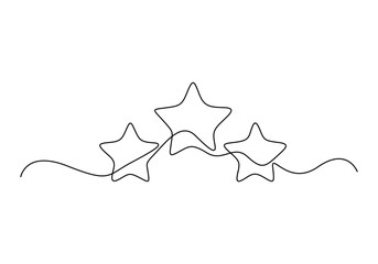 Poster - hand draw doodle stars in one continuous line arts style vector, star continuous single line drawing