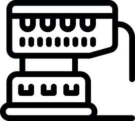 Poster - Black outline icon of a professional coffee machine preparing a delicious beverage