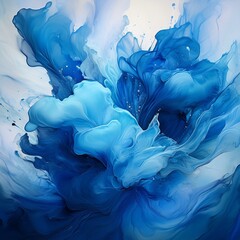 Wall Mural - blue acrylic ink in water color explosion paint texture