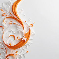 White paper background with orange flourishes and copy space