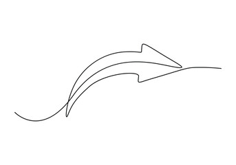 Poster - arrow pointing right, continuous one line drawing vector. single line arrow pointing right, vector b