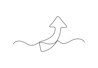 Poster - arrow pointing right, continuous one line drawing vector. single line arrow pointing right, vector b