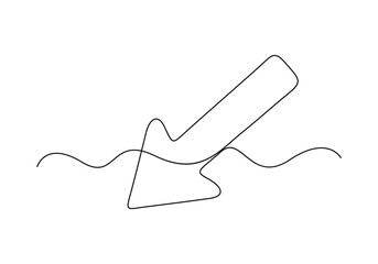 Wall Mural - Arrow pointing right, continuous one line drawing vector. Single line Arrow pointing right, vector background. Arrow pointing right, icon. Continuous outline of a Arrow pointing right