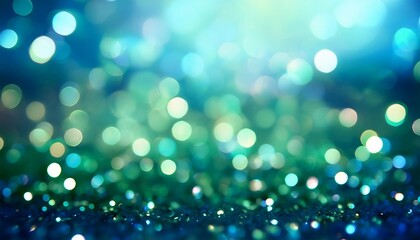 Sticker - shining abstract blue green background with bokeh effect
