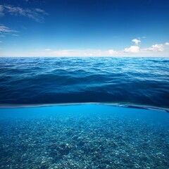 Wall Mural - empty ocean above and below horizon