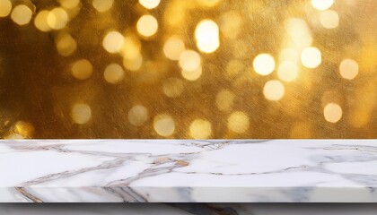 Wall Mural - marble table and gold abstract background product display podium with generative ai