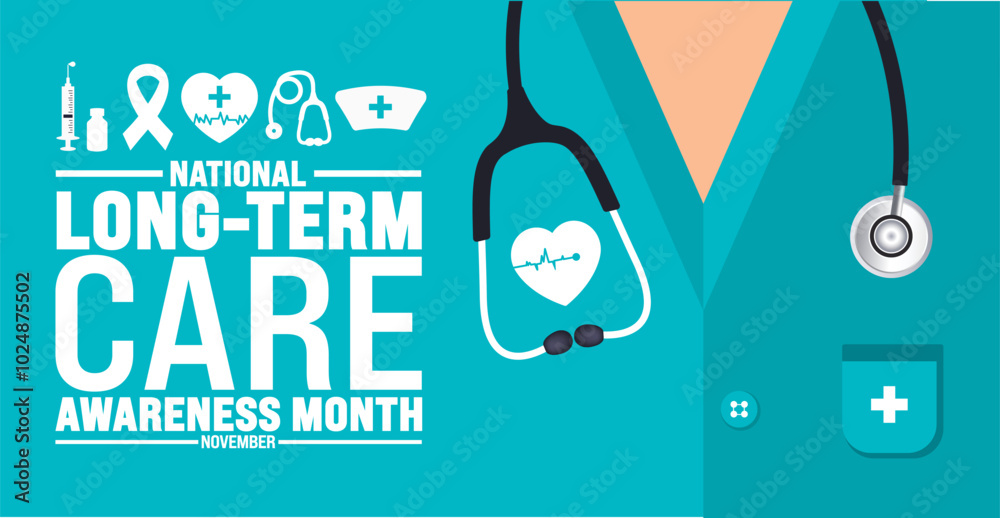 National Long Term Care Awareness Month background or banner design ...