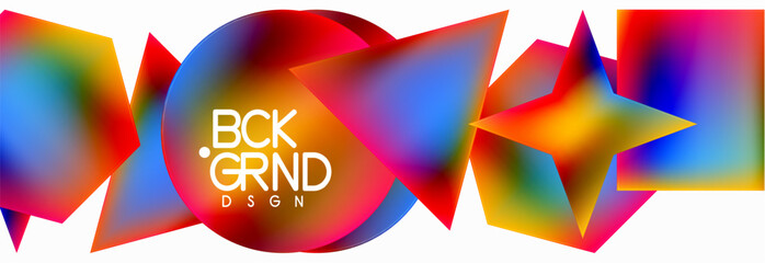 Poster - Neon color geometric shapes square triangle circle abstract background. Vector Illustration For Wallpaper, Banner, Background, Card, Book Illustration, landing page