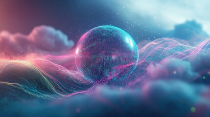 Poster - A glowing orb surrounded by abstract clouds
