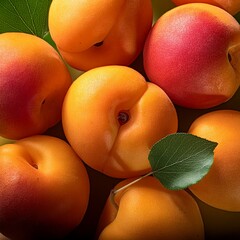 Wall Mural - a bunch of ripe apricots with a few green leaves