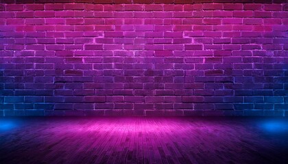 Wall Mural - neon brick wall and floor background
