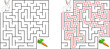 © vellot - Help bunny pass through maze to find carrot. Feed the hungry pet labyrinth. Not hard riddle for kids and parents with solution