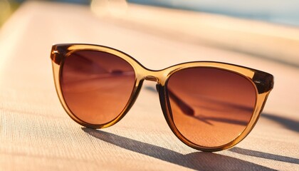 modern design light brown sunglasses in natural sunlight