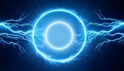 Wall Mural - blue portal effect with lightning circle effect
