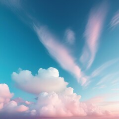 Sticker - soft smooth white clouds with pastel color of sky for abstract background image