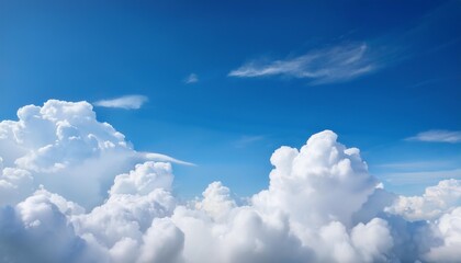 Sticker - white fluffy clouds on blue sky in summer