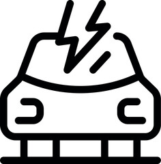 Poster - Line icon of a car being charged, representing electric vehicles and sustainable transportation