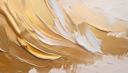 Wall Mural - art oil and acrylic smear blot canvas painting wall abstract beige and gold color stain brushstroke 