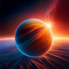 Wall Mural - planet in front of the bright sun