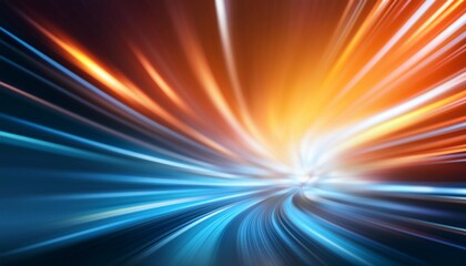 Wall Mural - abstract background with blue and orange blurred bokeh lights speed effect