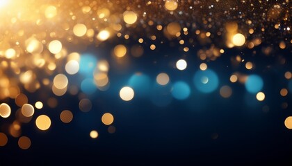 Wall Mural - abstract background with dark blue and gold particle golden light shine particles bokeh golden light