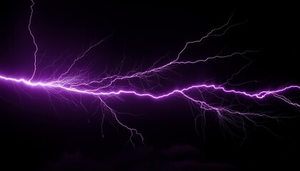 Wall Mural - purple lightning impact effect on plain black background from long shot