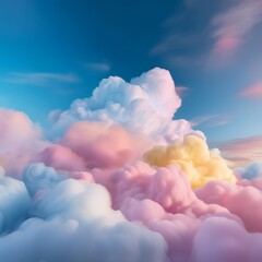 Sticker - pastel pink blue and yellow soft dreamy clouds