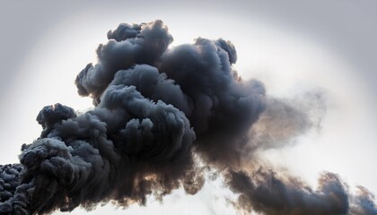 Wall Mural - dark irregular cloud of smoke rises upward