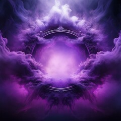 Wall Mural - smoke exploding outward from circular empty center dramatic smoke or fog effect with purple scary gl