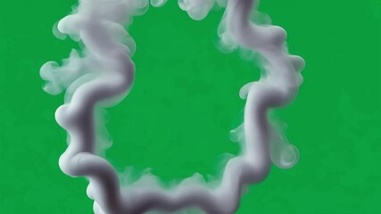 Poster - White smoke forms a perfect circle against a green screen background, creating an ideal element for compositing and visual effects in various projects