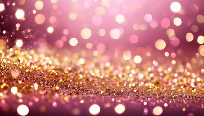 Wall Mural - shimmering pink gold glitter an illustration of abstract sparkling particles and confetti background gold dots christmas glitter