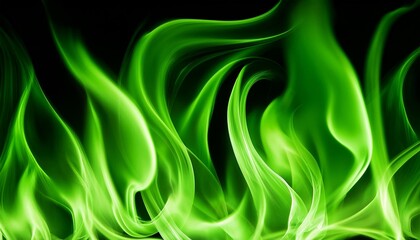 Wall Mural - green flames on a black background neon hot