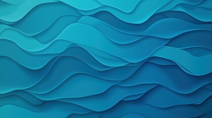 Canvas Print - Abstract image featuring layered, wavy patterns in various shades of blue, creating a fluid, wave-like effect resembling ocean waves.