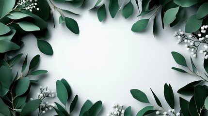 Poster - Embraced with natural frame of cut-out eucalyptus leaves