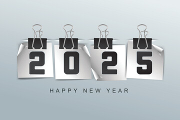 Sticker - Happy new year 2025 with paper clip 
