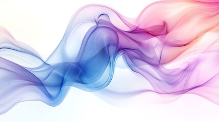 Poster - Abstract illustration of swirling fluid lines, soft pastel colors of pink, blue, and lavender, delicate curves and subtle shadows, overlapping translucent layers creating depth,