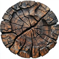 Poster - Natural wood slab with a round shape, cut out